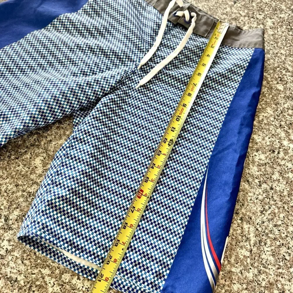 Bud Light Board Shorts Mens Size 30 Blue Checkered Swim Trunks Surf Beach Light